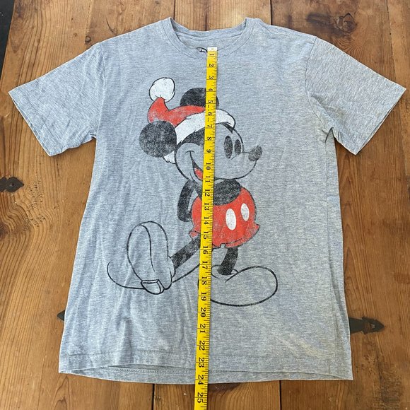Disney Mickey Mouse Santa Christmas Front & Back Gray T Shirt Size Small - Picture 4 of 7